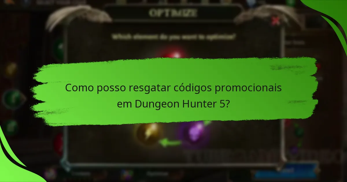 Como posso resgatar códigos promocionais em Dungeon Hunter 5?