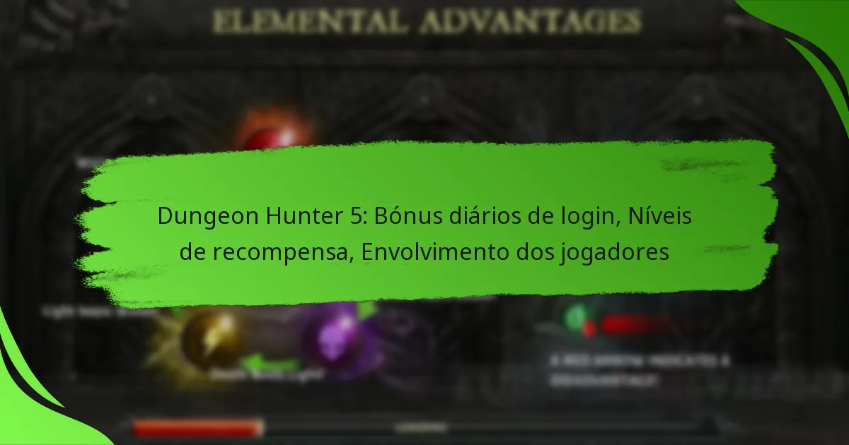 Dungeon Hunter 5: Bónus diários de login, Níveis de recompensa, Envolvimento dos jogadores