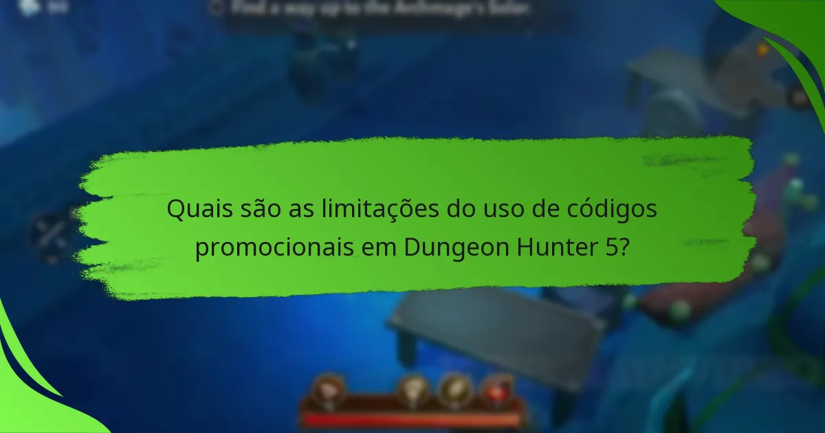 Quais são as limitações do uso de códigos promocionais em Dungeon Hunter 5?